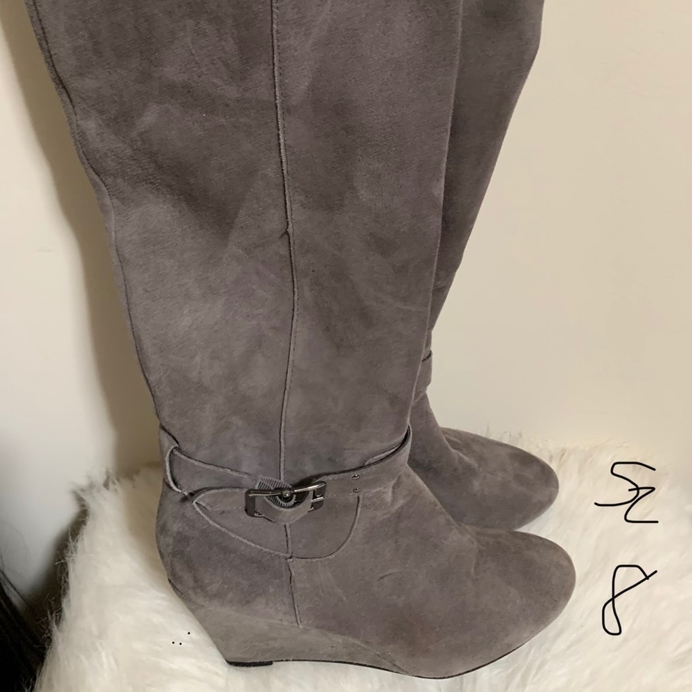 Alfani Grey Suede Wedged heel boots!